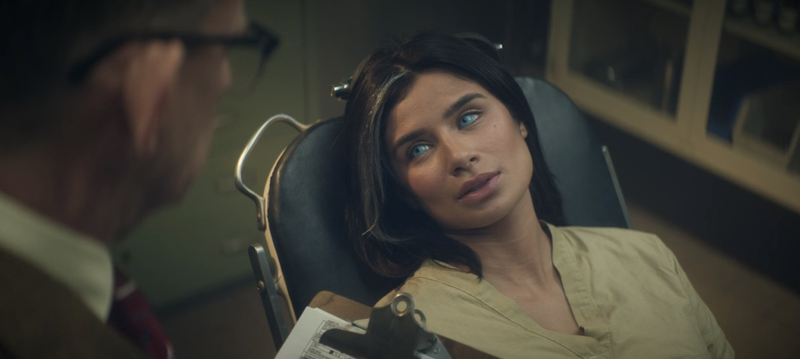 Dr. Harrison using her powers of suggestion to force a man to kill himself.